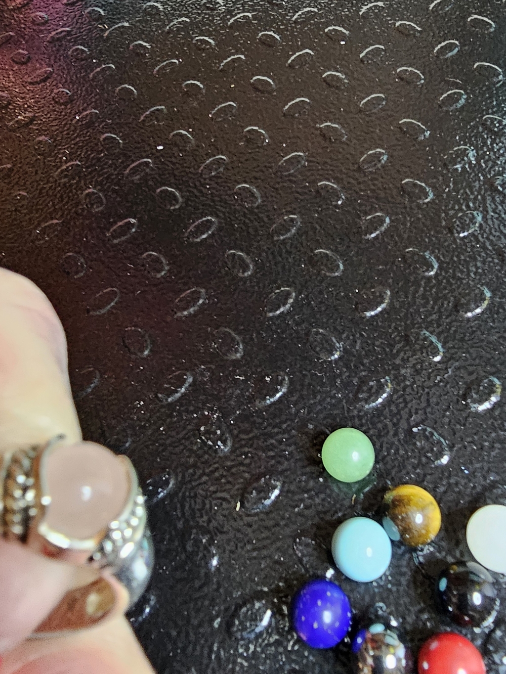 Vintage 925 Sterling Silver 9 Gemstone Interchangable Ring